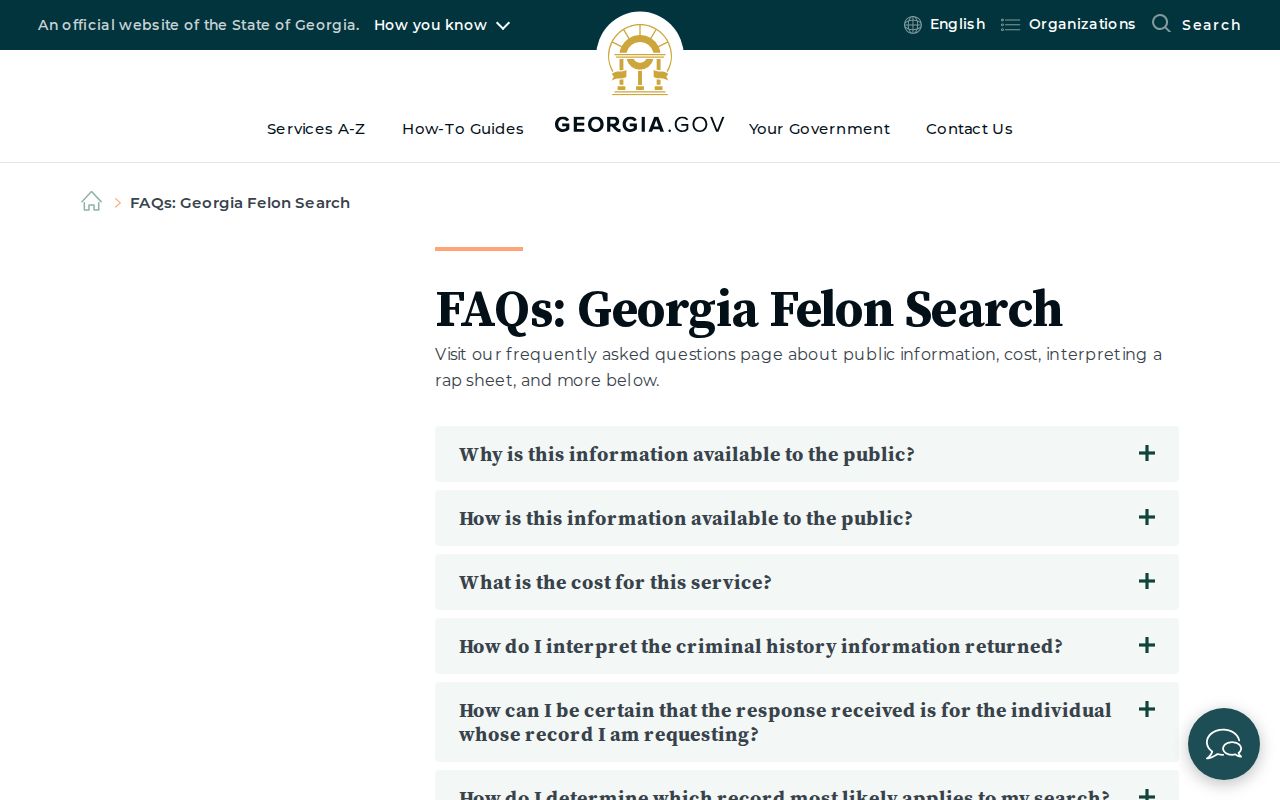 Official Georgia Felon Search frequently asked questions