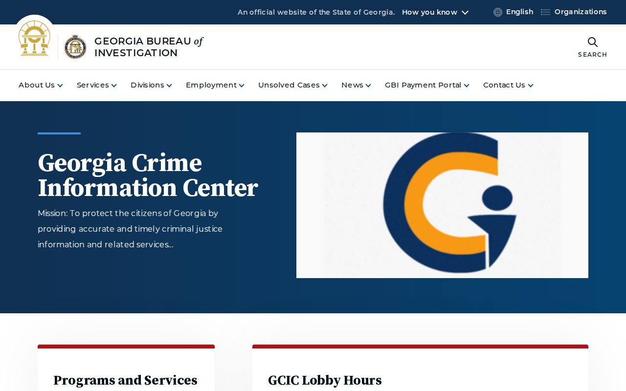 Georgia Crime Information Center official information page