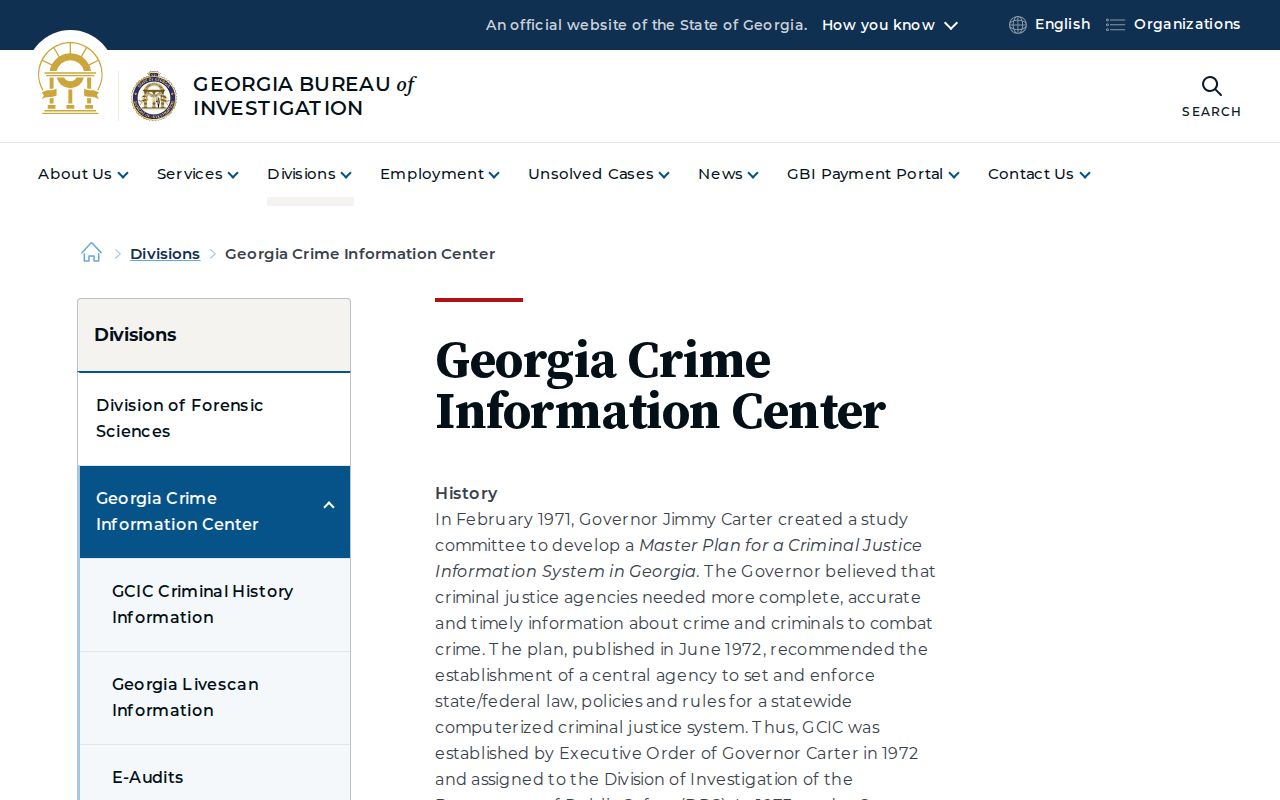 Echols County criminal history source at Georgia Crime Information Center